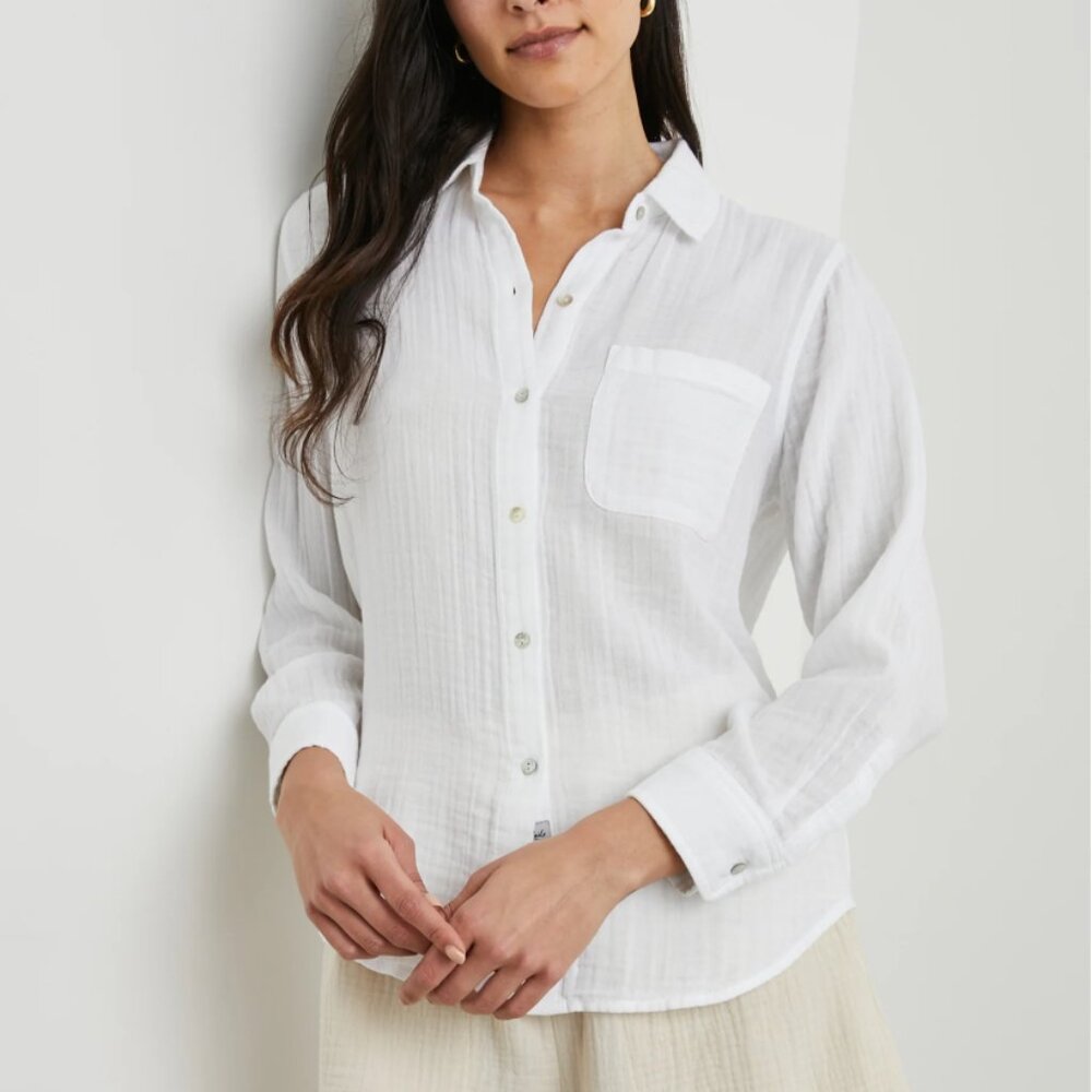 Rails White Linen Shirt Size S